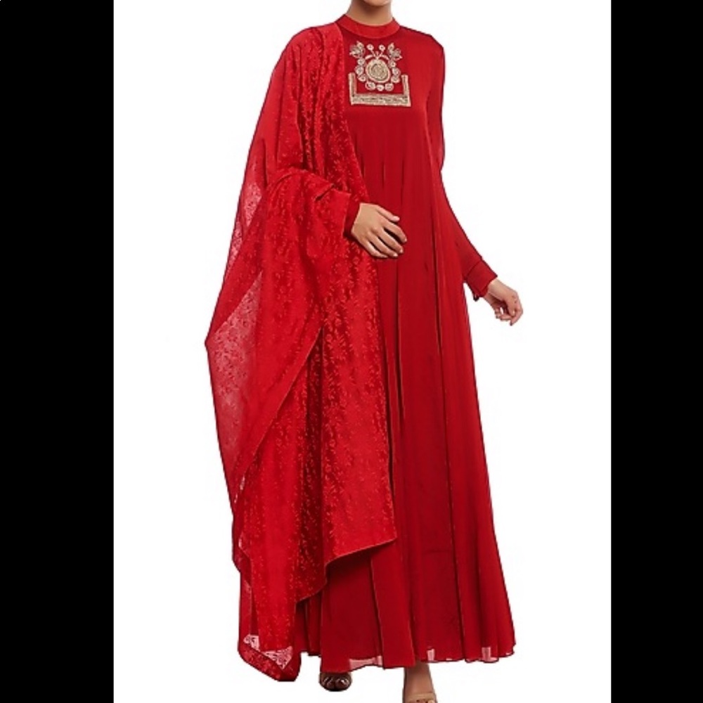 Chic Red Lehenga with Embroidered Detailing - Picture 2 of 6